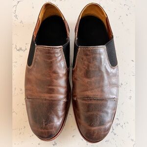 Men's Brown Leather Slip-On Dress Shoes Size 10
